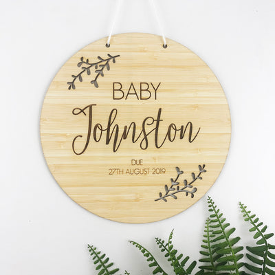 Pregnancy Announcement Bamboo Plaque
