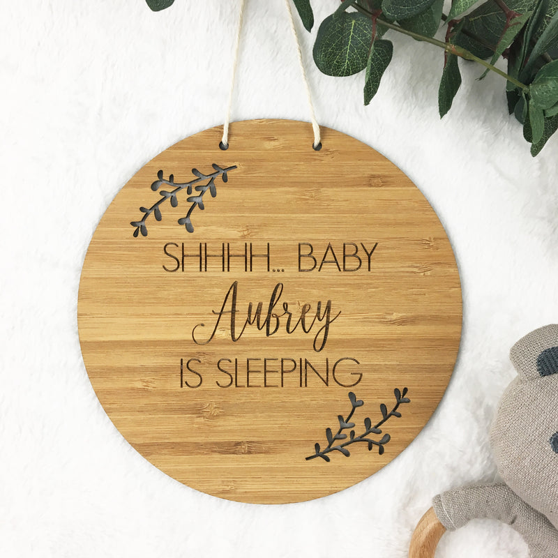Baby Is Sleeping Personalised Bamboo Plaque