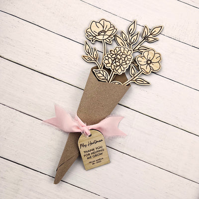 Personalised Bamboo Flower Bouquet & Tag