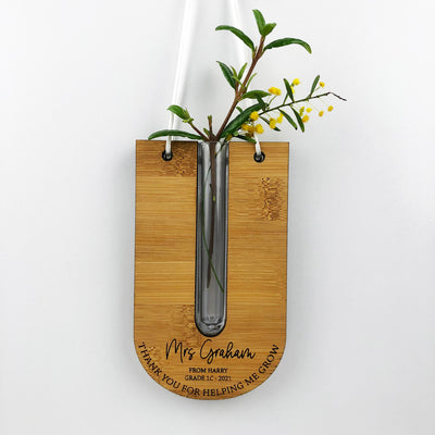 Bamboo Teacher Test Tube Personalised Wall Hanging
