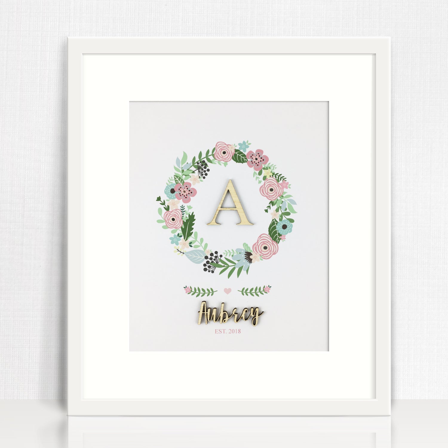 Bamboo (2 colour options) Wreath Name 3D Personalised Print
