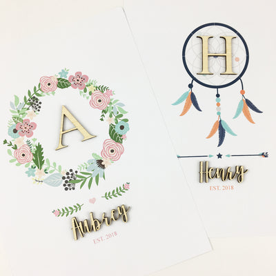 Bamboo (2 colour options) Wreath Name Print