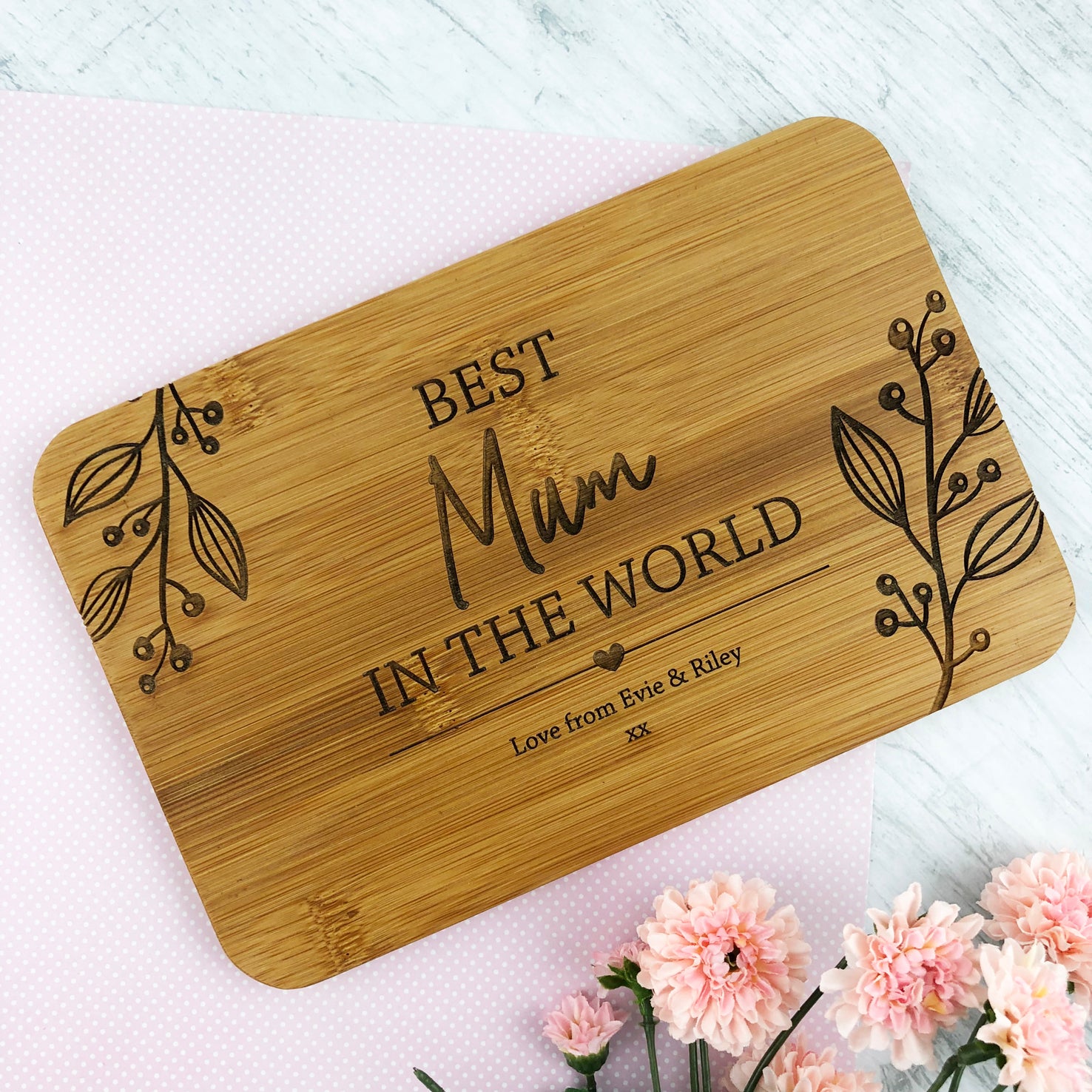 Best Mum In The World Bamboo Serving Board