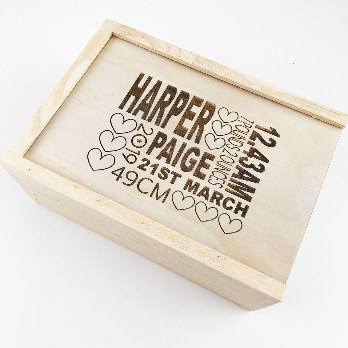 Personalised Birth Details Keepsake Box - Girls