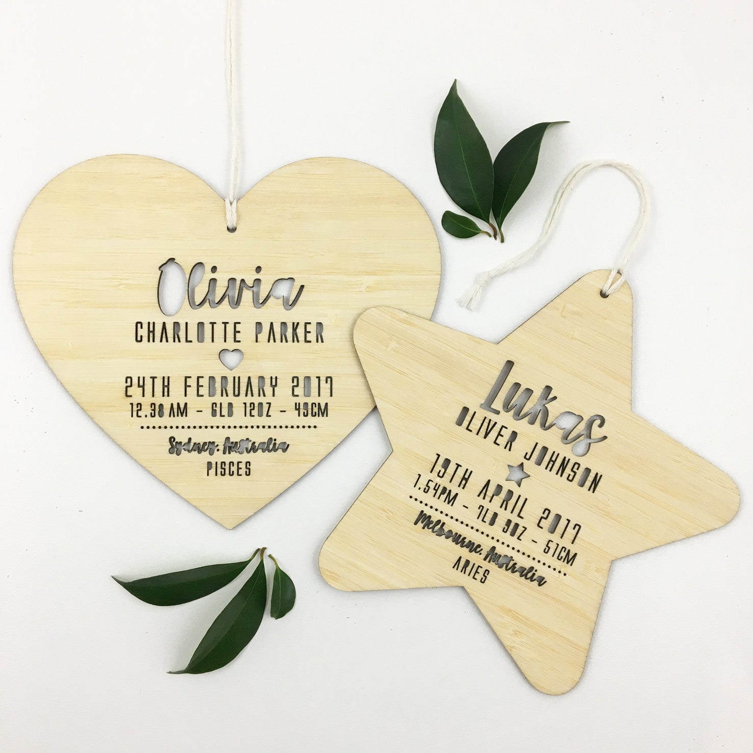 Birth Details Heart Wall Hanging - girls