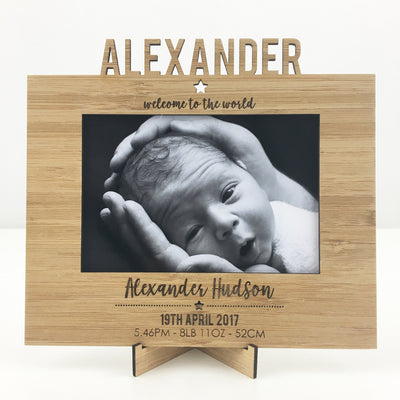 Personalised Birth Details Frame and Stand