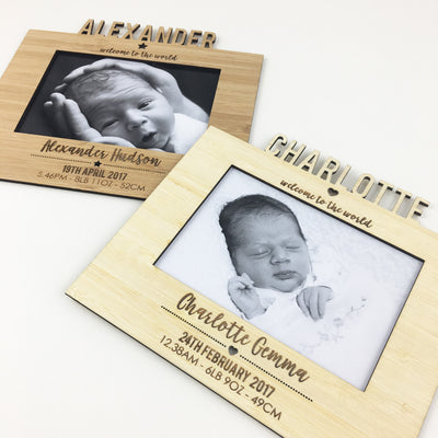 Personalised Birth Details Frame and Stand
