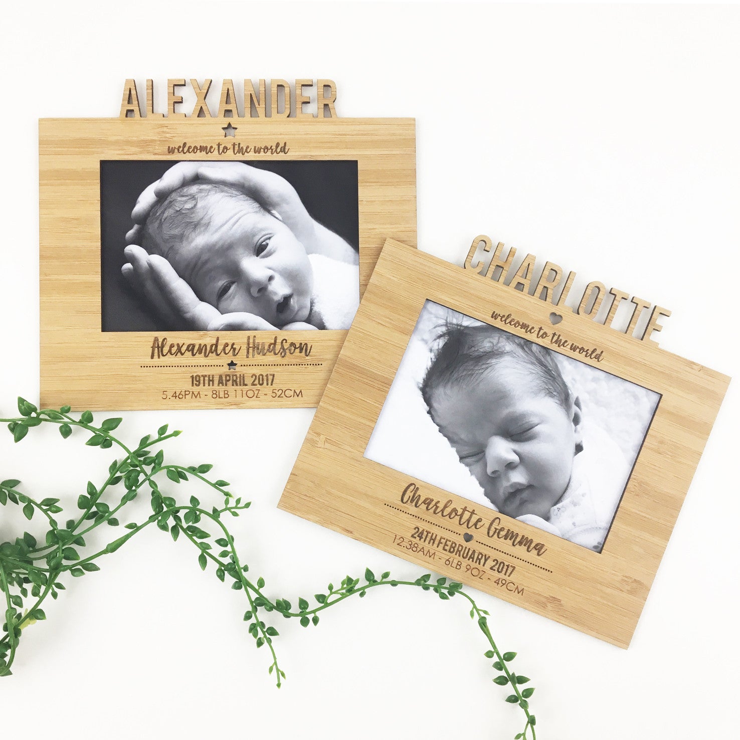 Personalised Birth Details Frame and Stand