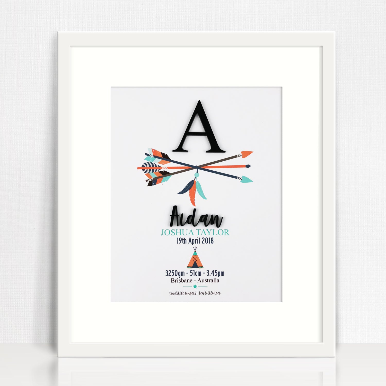 Black Acrylic Arrows Birth 3D Personalised Print