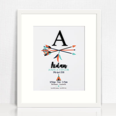 Black Acrylic Arrows Birth Print