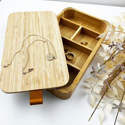 Botanical Wreath Bamboo Jewellery Box - (Limited Quantity)