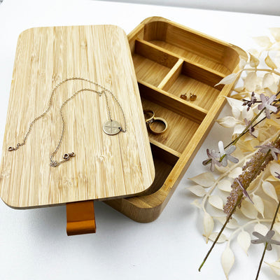 Initial Wreath Bamboo Jewellery Box - (Limited Quantity)
