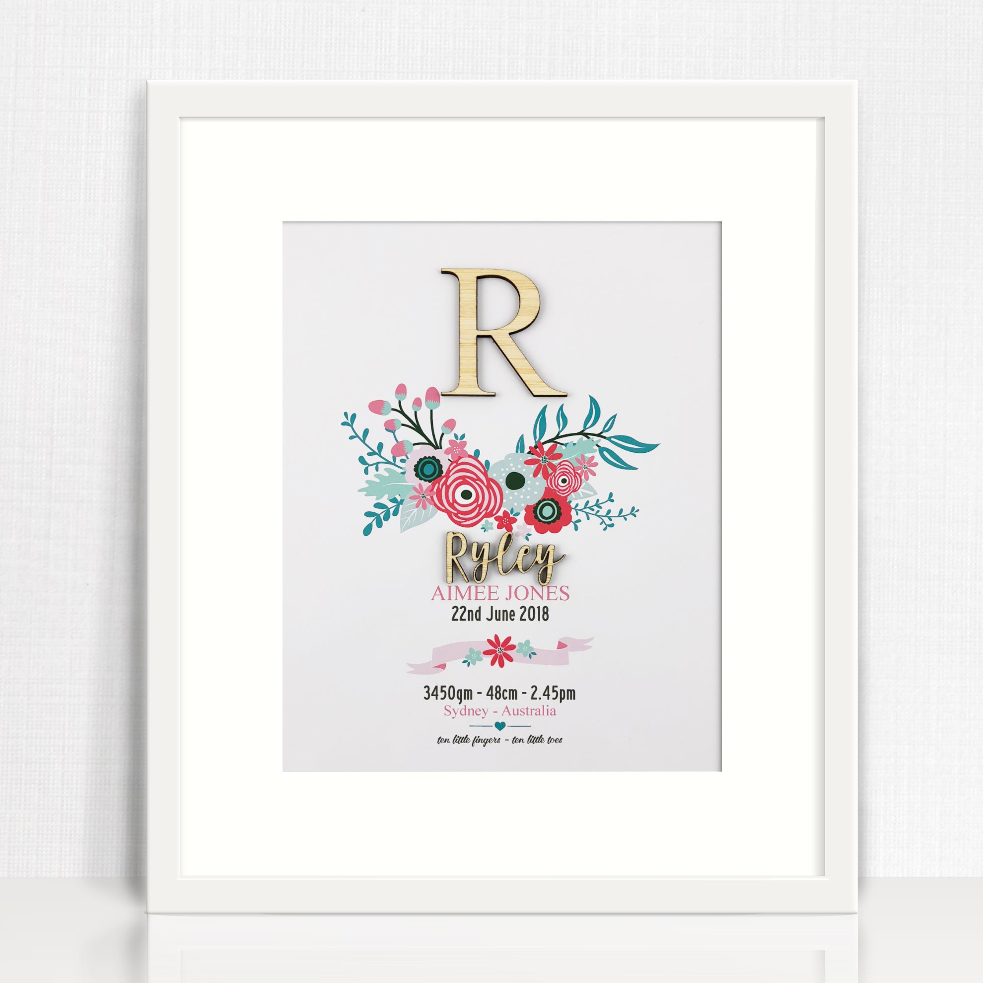 Bamboo (2 colour options) Bright Flowers Birth Print