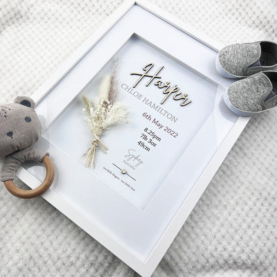 Bamboo (2 colour options) Dried Flower Bouquet Birth Print