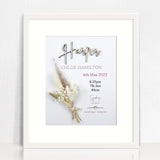 Bamboo (2 colour options) Dried Flower Bouquet 3D Personalised Birth Print