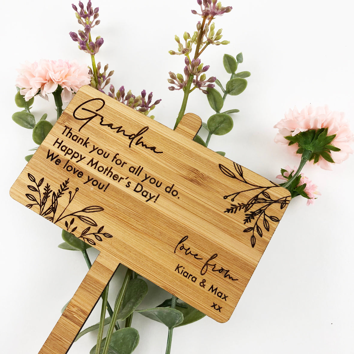 Botanical Personalised Bamboo Planter Stick