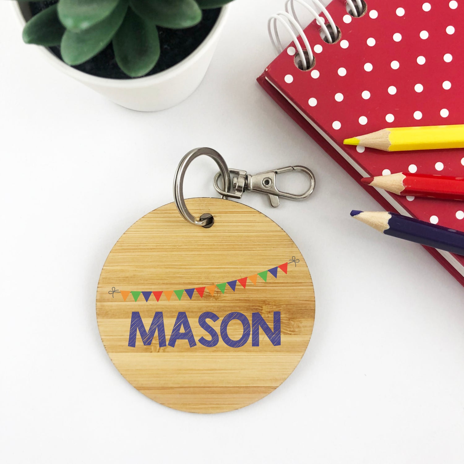 Boys Bunting Personalised Bag Tag