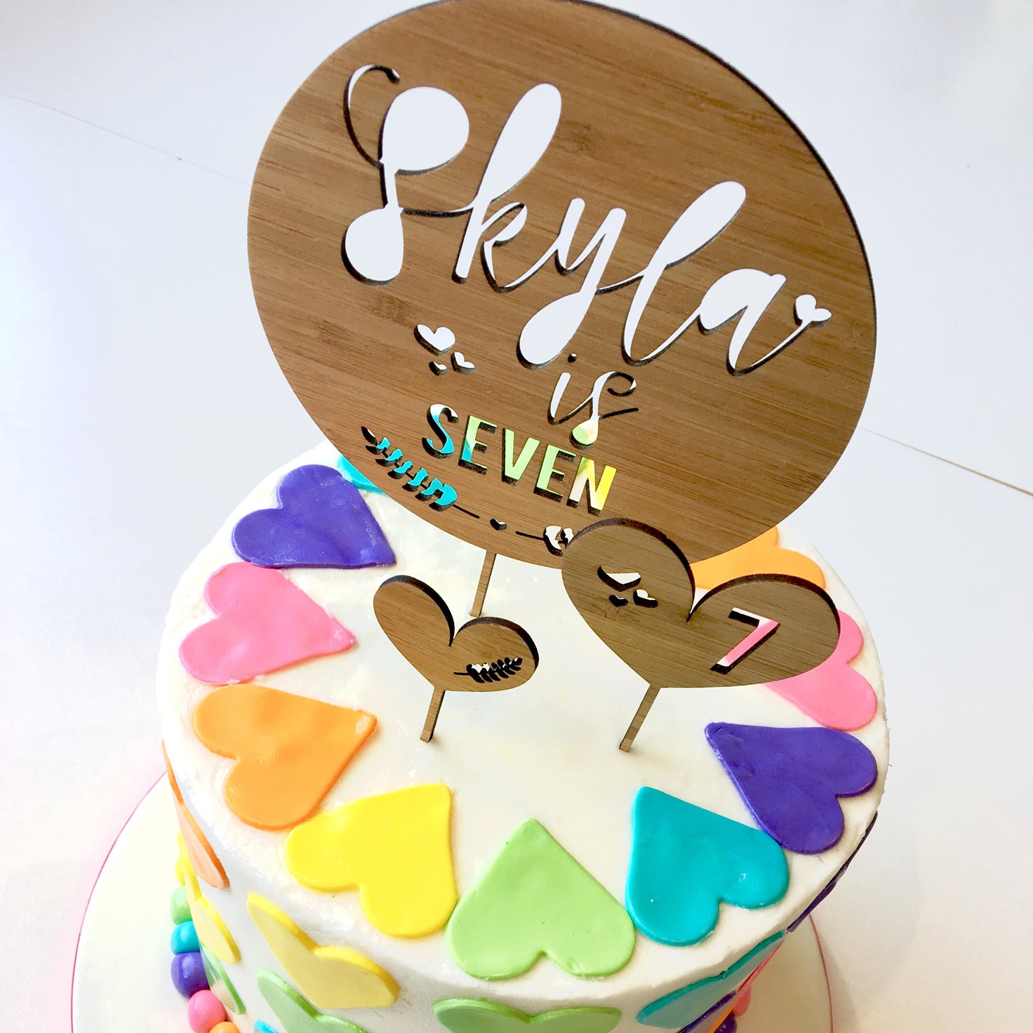 Girls Heart Cake Toppers - set of 3