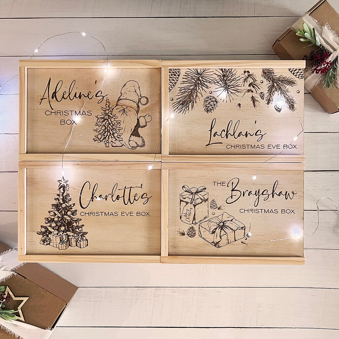 Personalised Christmas Tree Engraved Keepsake Box
