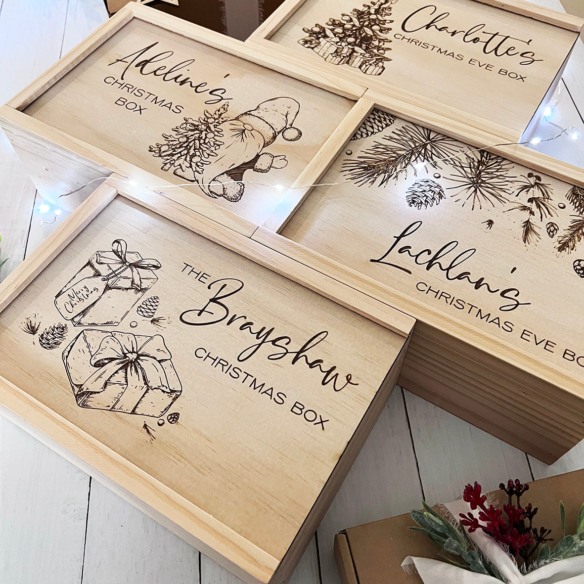 Personalised Christmas Nature Engraved Keepsake Box