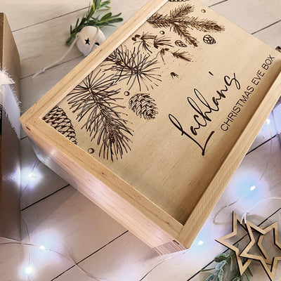Personalised Christmas Nature Engraved Keepsake Box