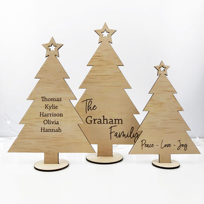 Personalised Wooden Christmas Trees - Set Of 3