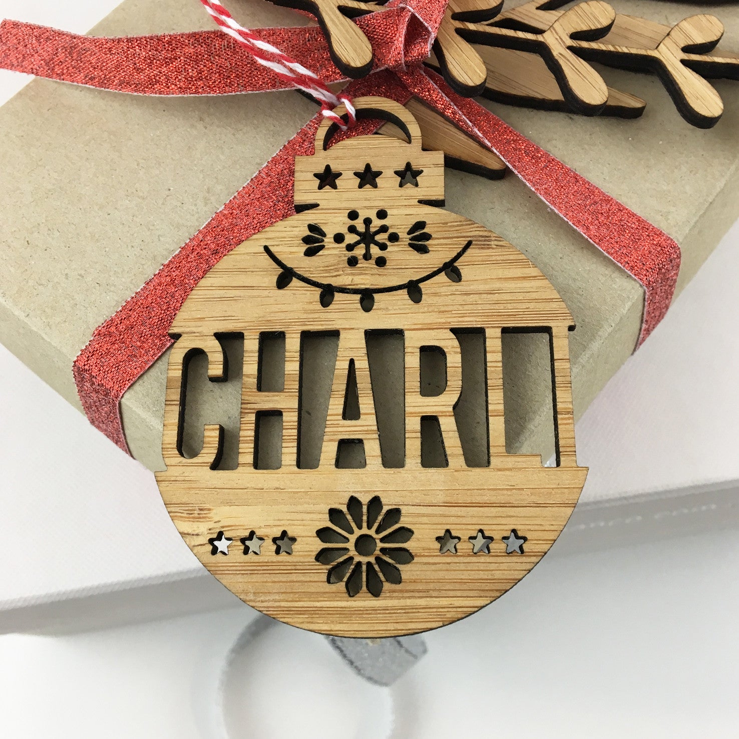Christmas Bamboo Detailed Name Ornaments