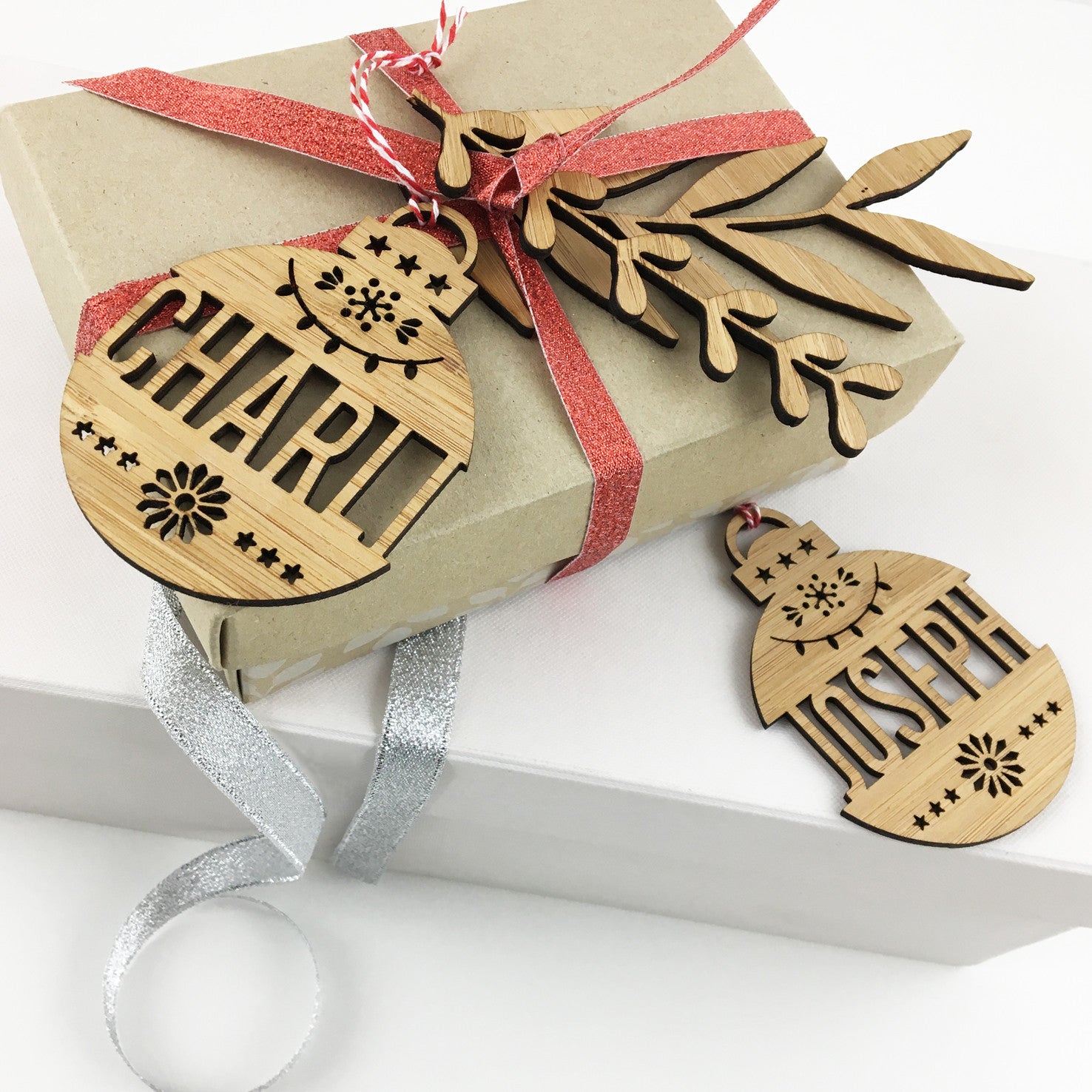 Christmas Bamboo Detailed Name Ornaments