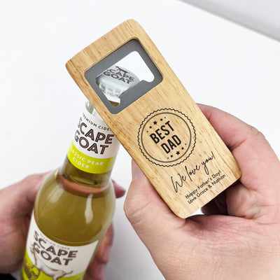 Dad Label Personalised Wooden Bottle Opener