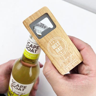 Dad Label Personalised Wooden Bottle Opener