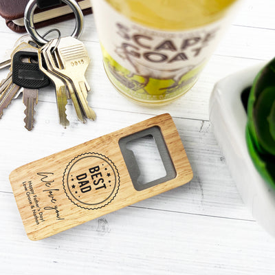 Dad Label Personalised Wooden Bottle Opener