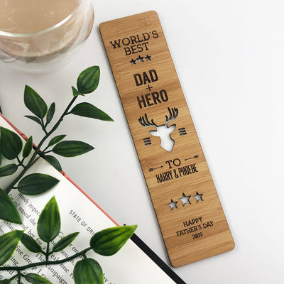 Personalised Dad & Hero Bamboo Bookmark