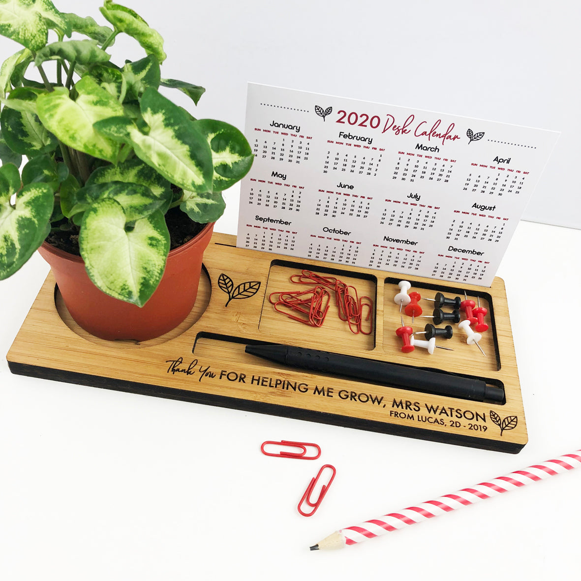 Personalised Teacher Bamboo Desk Organiser