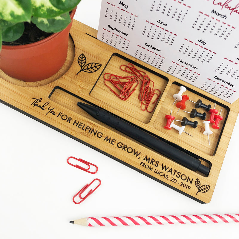 Personalised Teacher Bamboo Desk Organiser