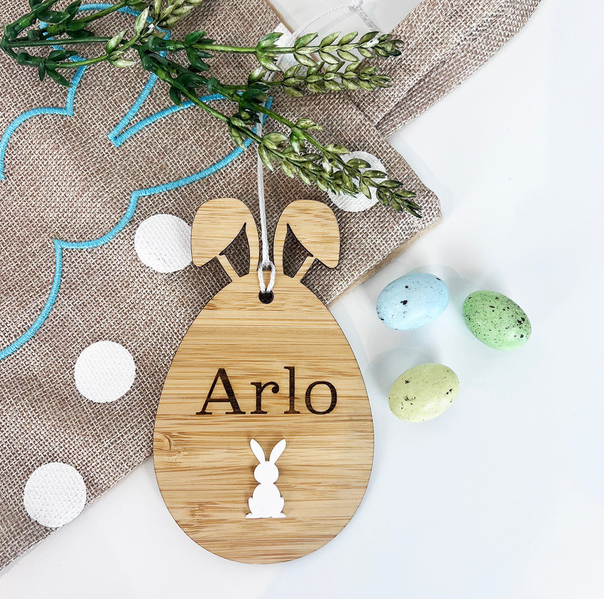 Personalised Bunny Ears 3D Bamboo Name Tags