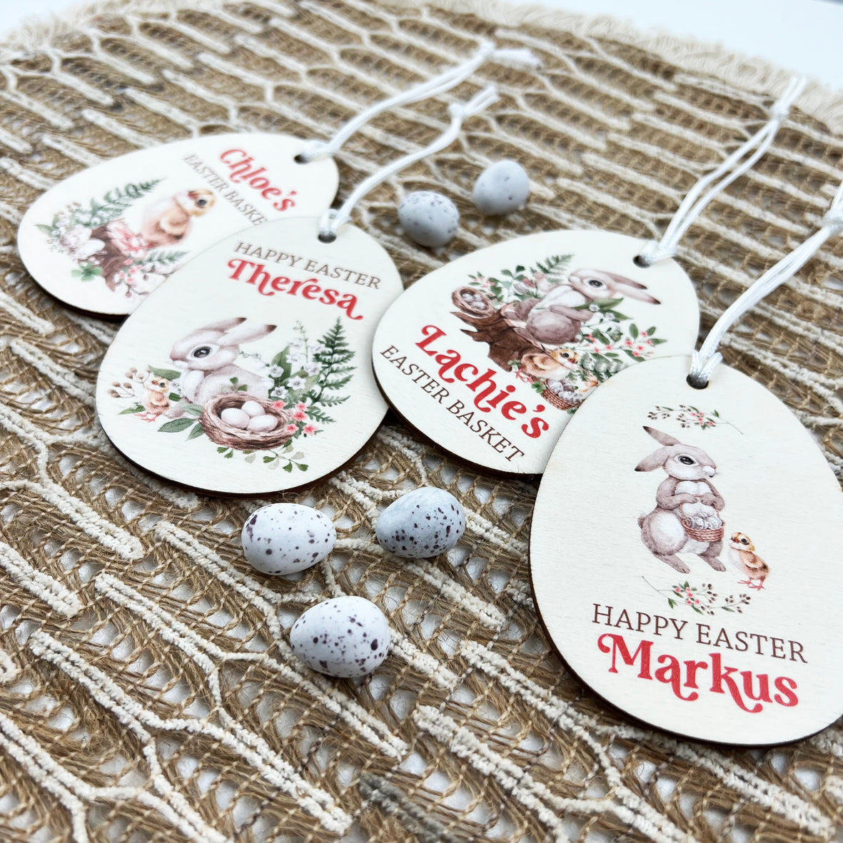 Personalised Woodlands Easter Name Tags (4 designs)