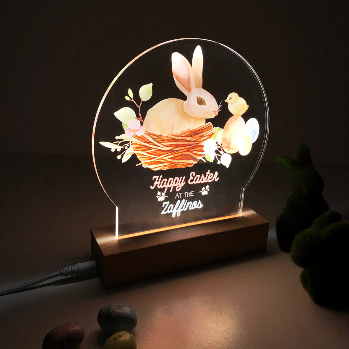 Family Happy Easter Personalised Night Light