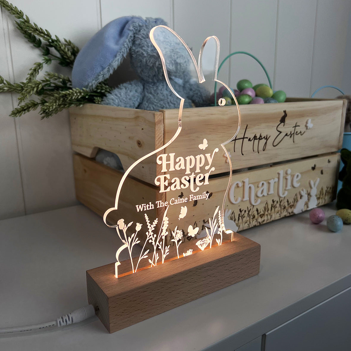 Easter Bunny Shaped Personalised Night Light