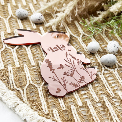 Personalised Mirror Botanical Keepsake Bunny (3 colours)