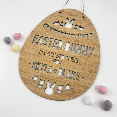 Easter Bunny Please Stop Here Wall Hanging