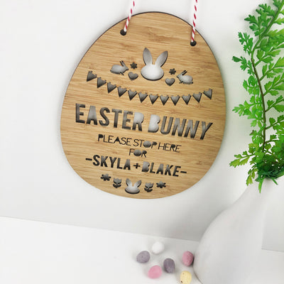 Easter Bunny Please Stop Here Wall Hanging