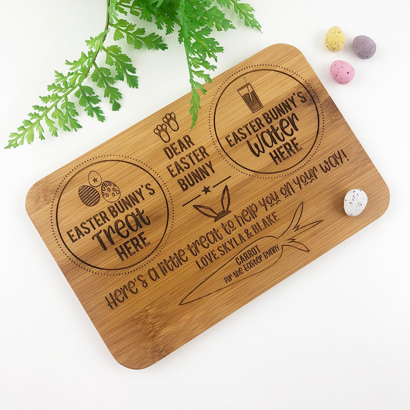 Personalised Easter Bunny Treats Bamboo Serving Board