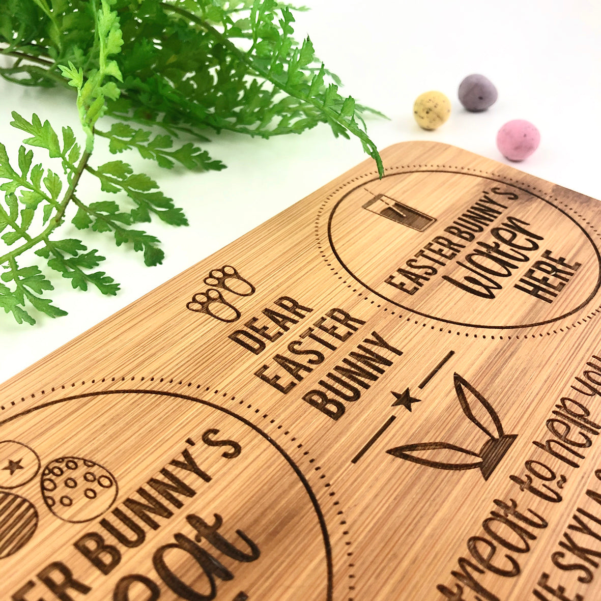 Personalised Easter Bunny Treats Bamboo Serving Board