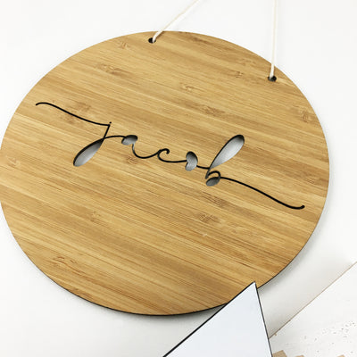 Simple Script Round Name Wall Hanging