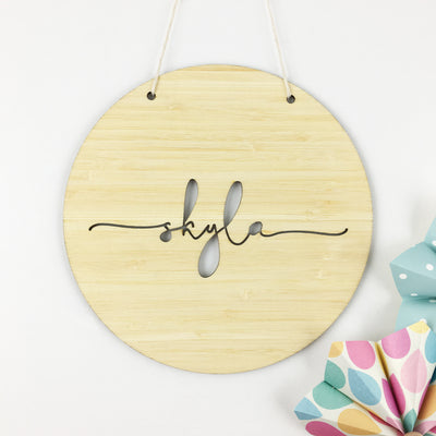 Simple Script Round Name Wall Hanging