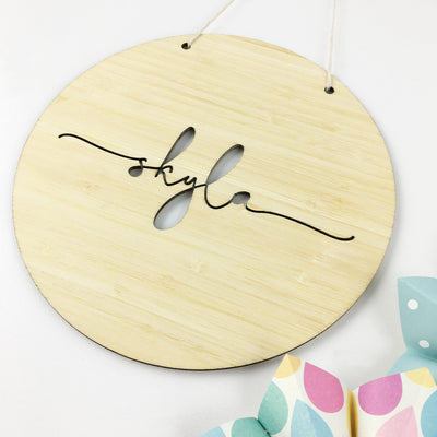 Simple Script Round Name Wall Hanging