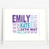 Emily Text Birth Print