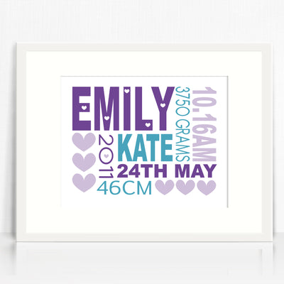 Emily Text Birth Print