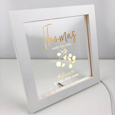 Eucalyptus Branch Personalised Light Frame