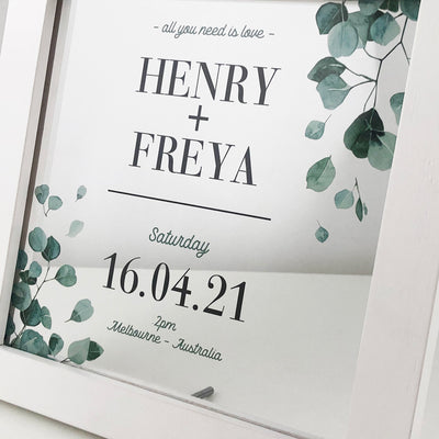Eucalyptus Couple Personalised Light Frame